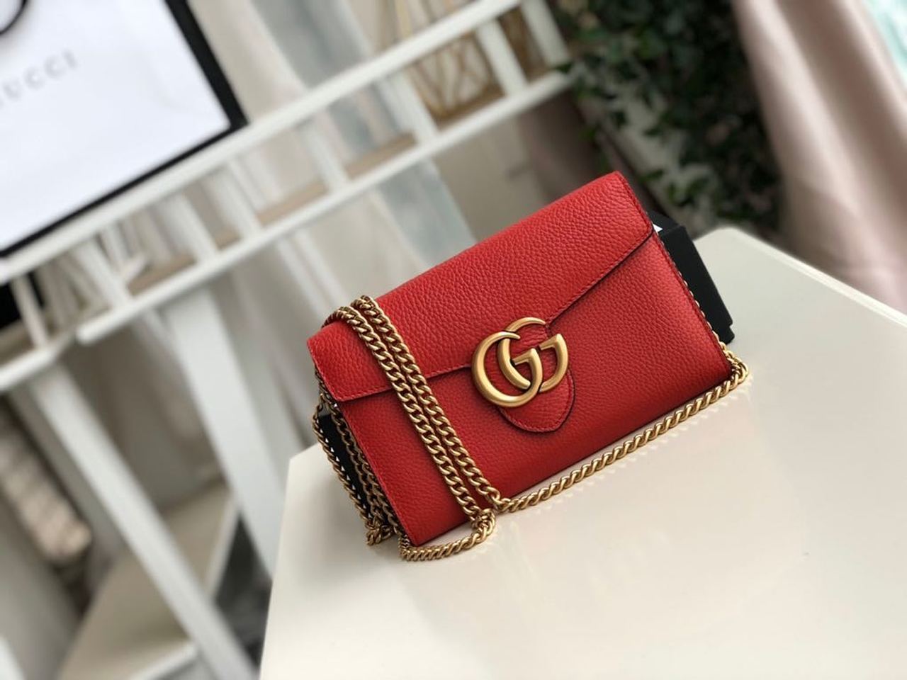 gg Marmont 7.9in 20cm gg Red Mini Chain Mini Bag