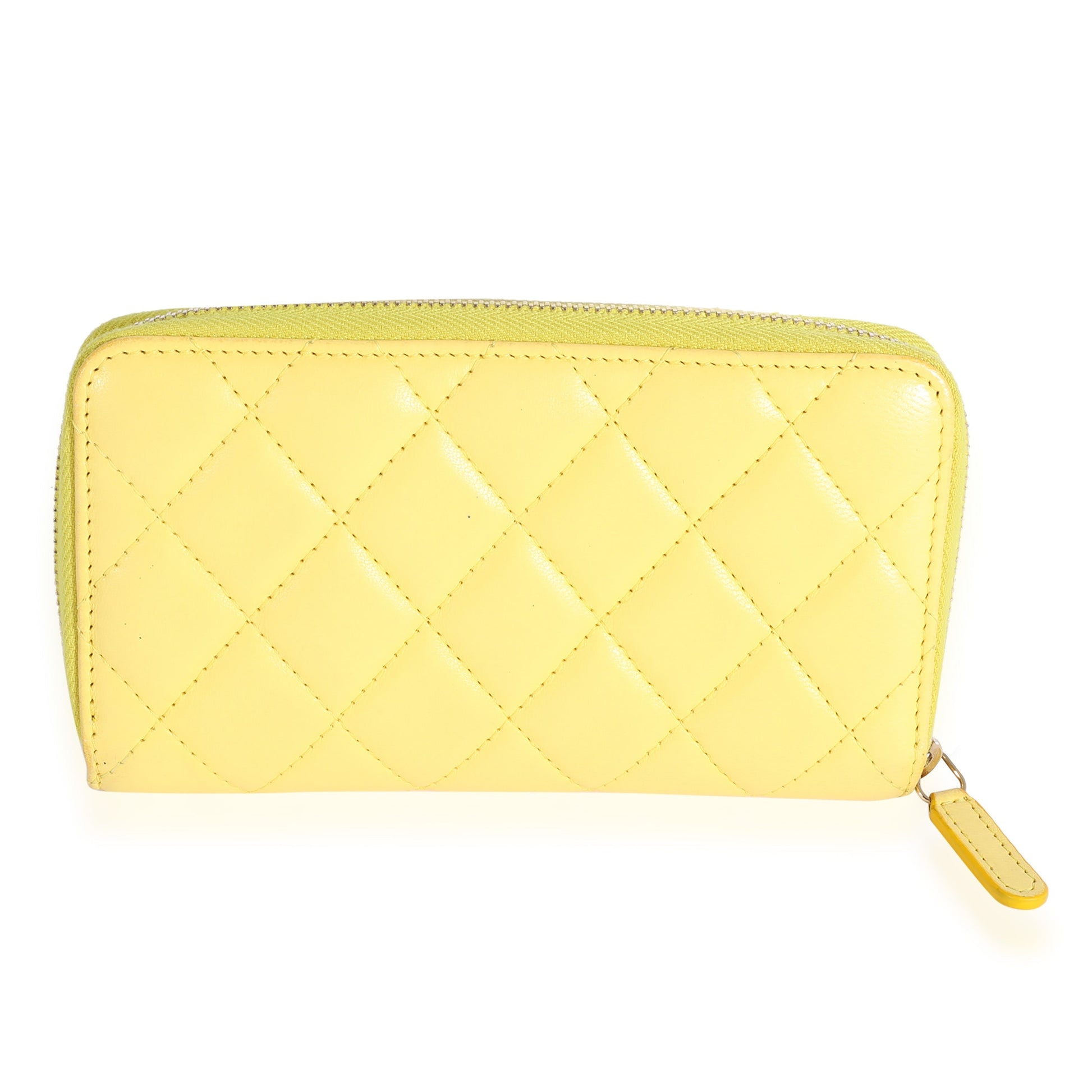 Chanel Yellow Quilted Lambskin Medium Zip-Around Wallet
