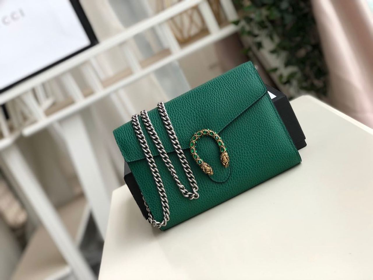 gg Dionysus Emerald Metal-Free Tanned Green Mini Chain Mini Bag