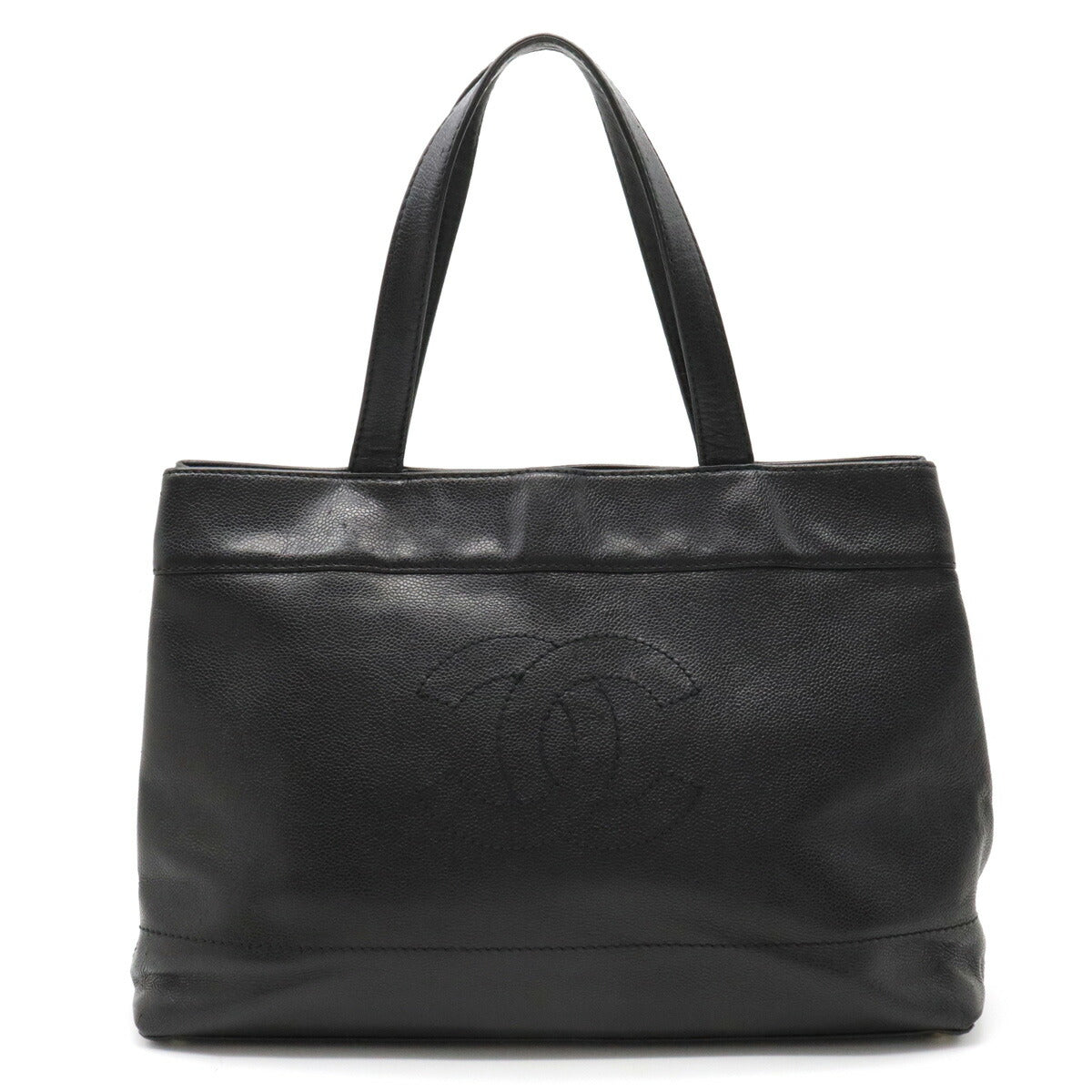 Chanel Caviar Skin Coco Mark 2way Tote Bag Black