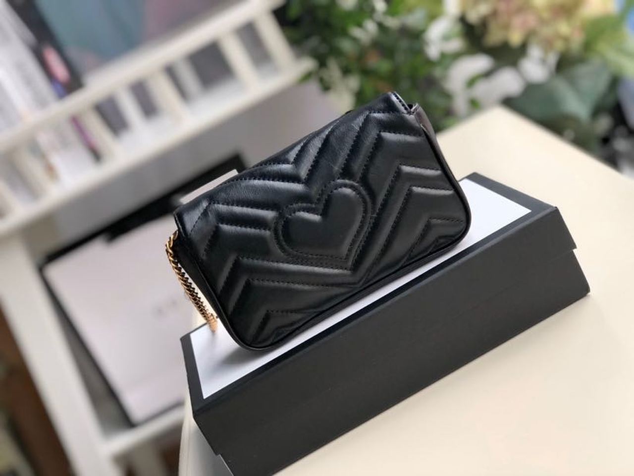 gg Marmont MatelassÃ© Super Dusty Black Mini Bag