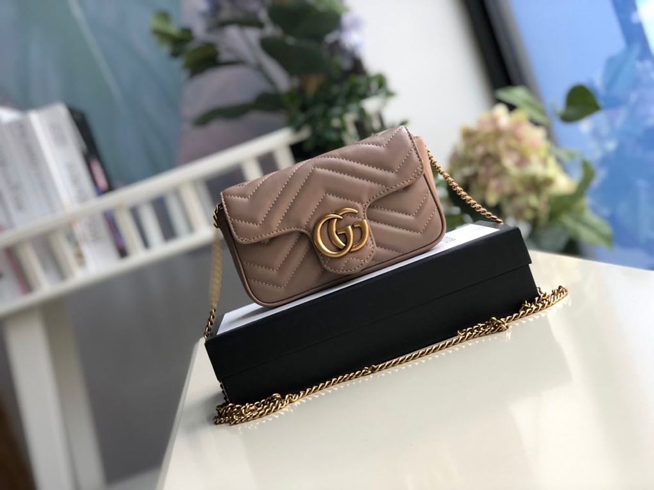 gg Marmont MatelassÃ© Super MatelassÃ© Beige Mini Bag