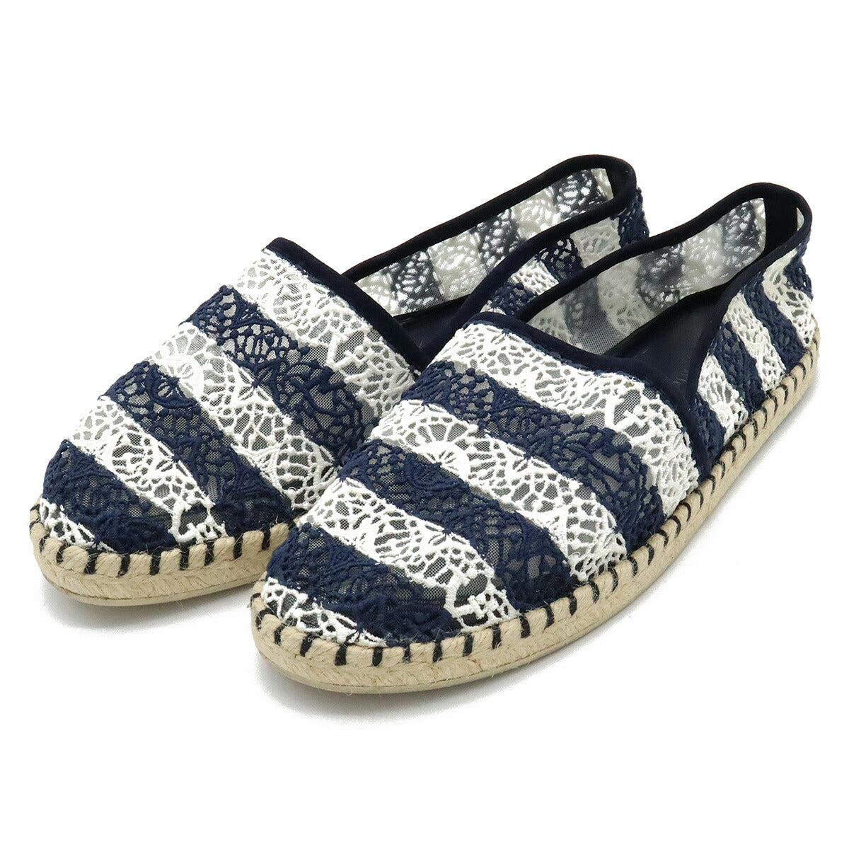 Chanel Lace Espadrille Flat Shoes Slip on for Women