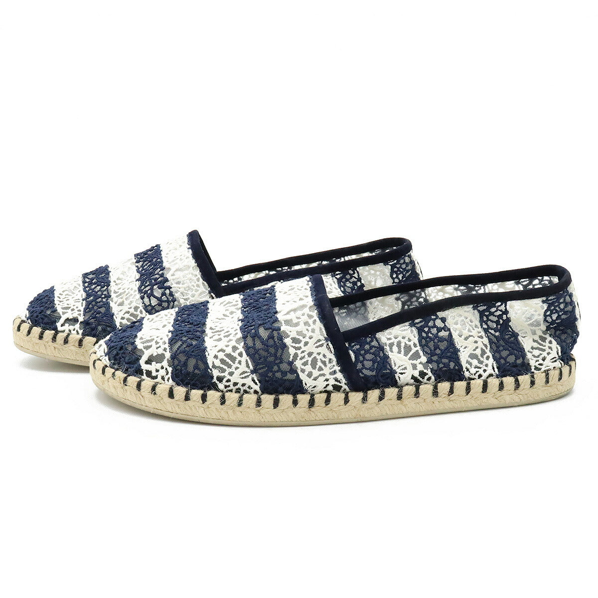 Chanel Lace Espadrille Flat Shoes Slip on for Women
