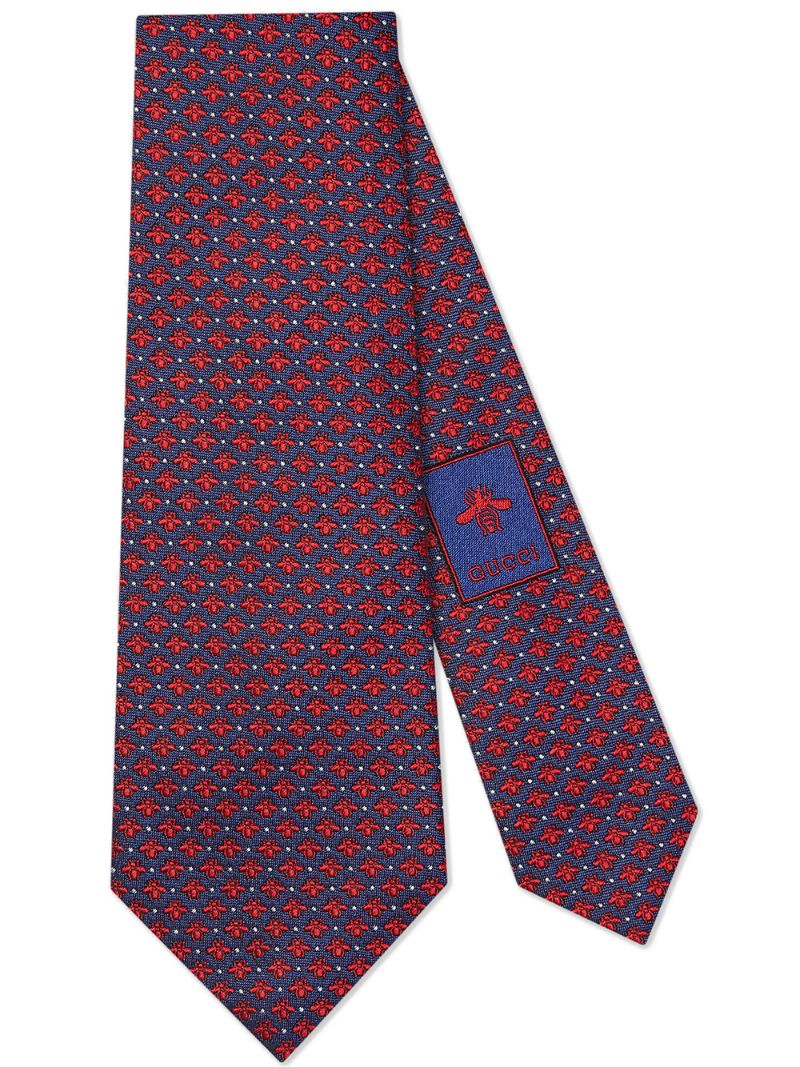 Gucci - bees and dots patterned silk tie - men - Silk - One Size - Blue