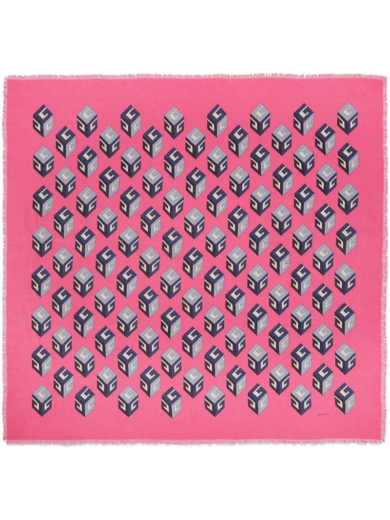 Gucci - GG Wallpaper print modal silk shawl - women - Modal/Silk - One Size - PINK
