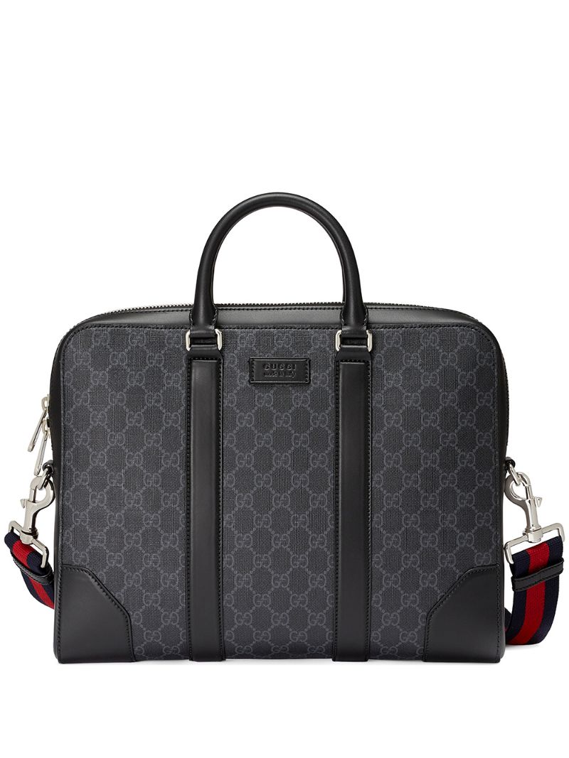 Gucci - GG Supreme briefcase - men - Leather/Nylon/Canvas/Cotton - One Size - Black