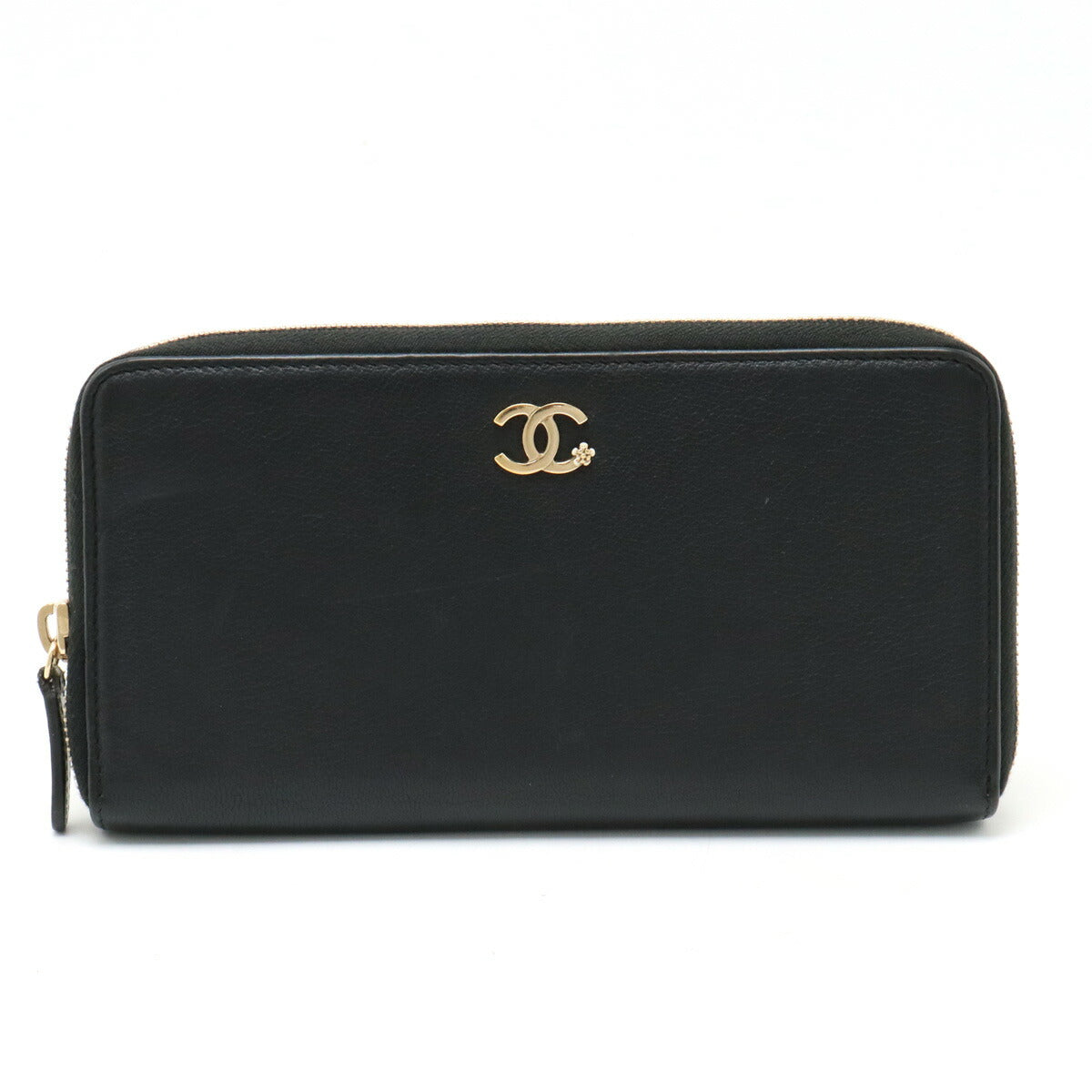 Chanel Lucky Flower Coco Mark Long Wallet Leather Black A81657