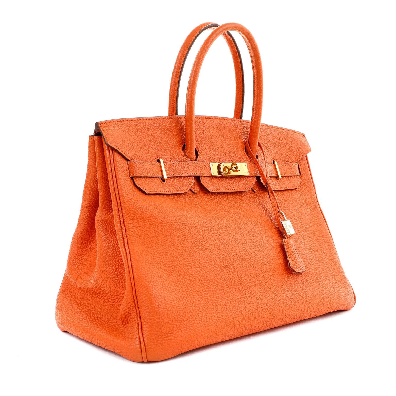 Hermes Luxury Cm Orange Togo Birkin W Hardware Gold Travel Bag