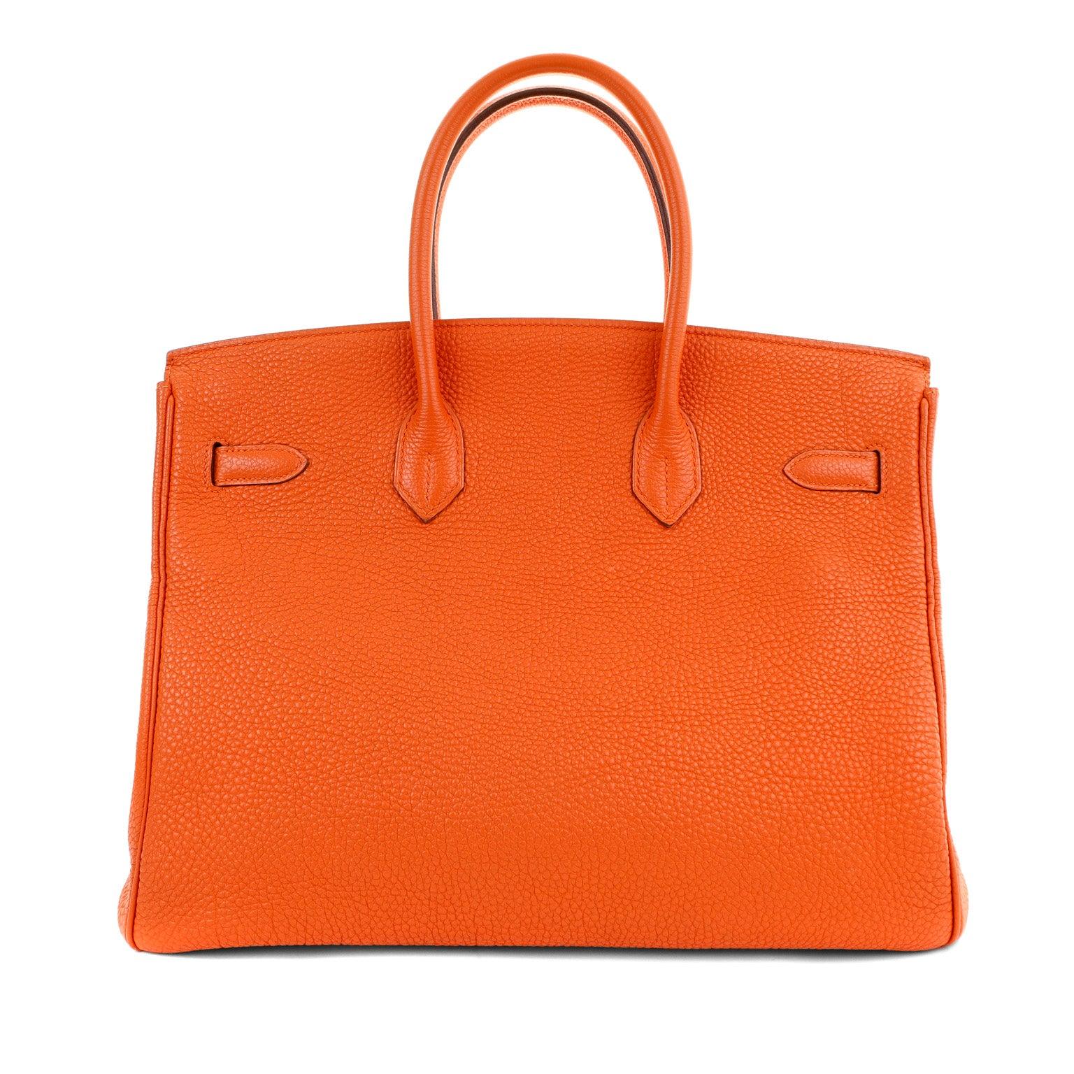 Hermes Togo Birkin W Hardware Handbag Gold Orange Travel Bag