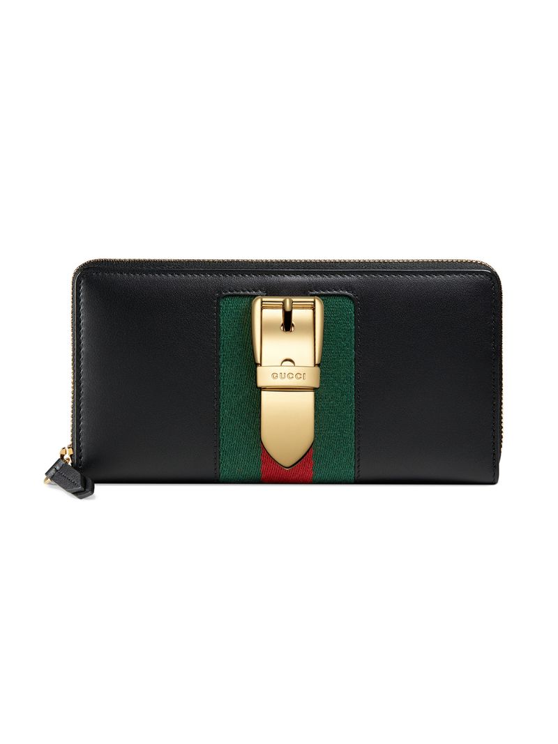 Gucci - Sylvie zip around wallet - women - Nylon/Leather - One Size - Black