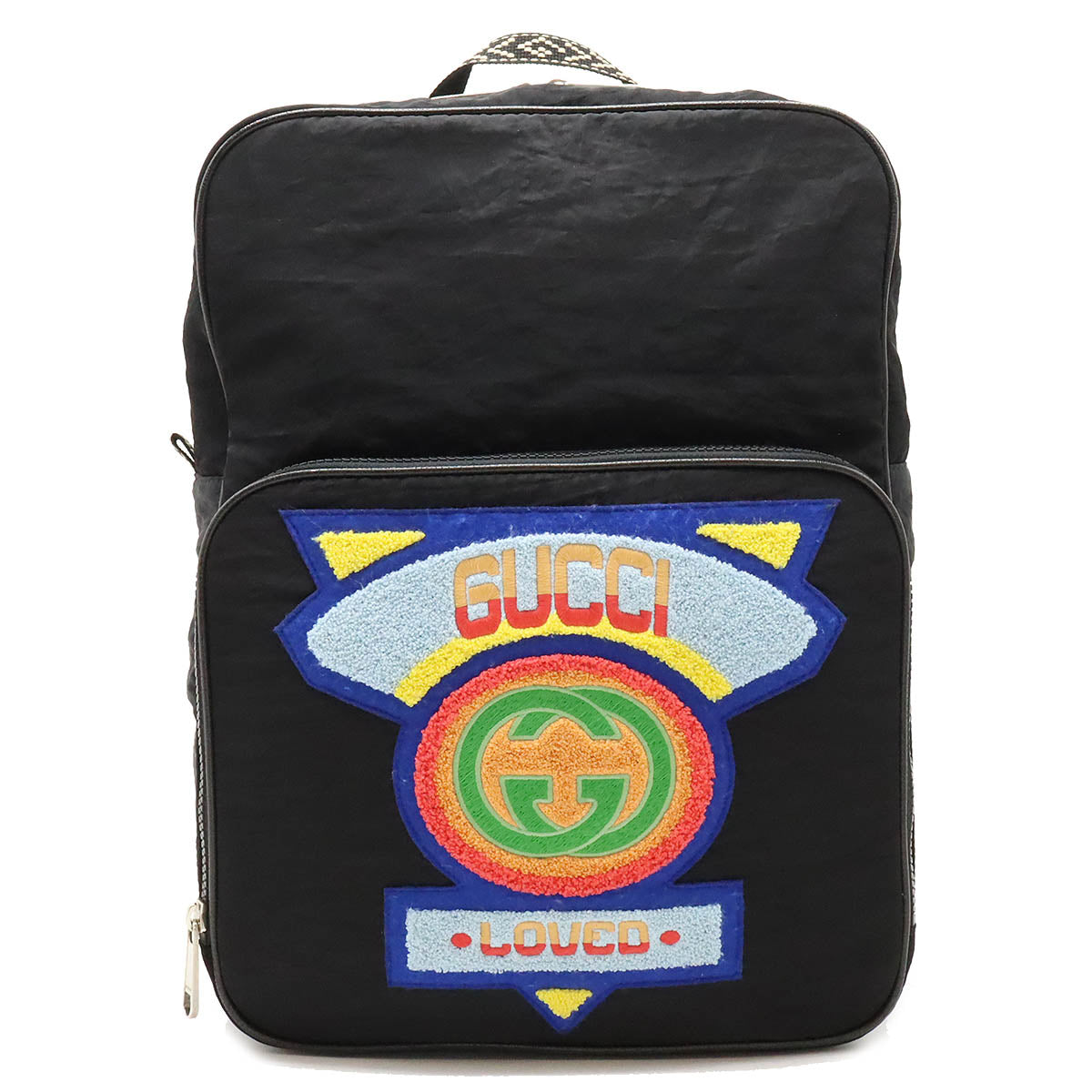Gucci Terry Cross Patch Interlocking Backpack Leather Nylon