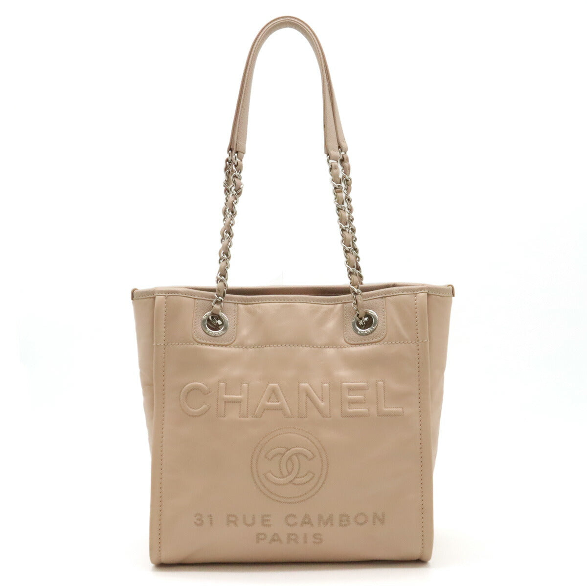Chanel Calfskin Deauville 2WAY Bag Pink Beige A93256