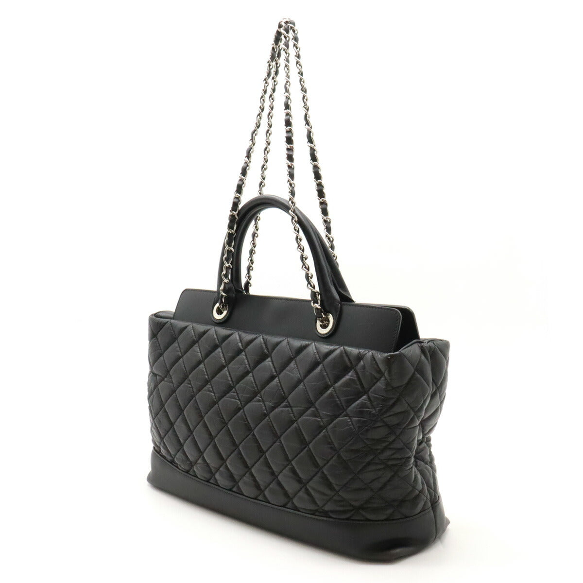 Chanel Leather Matelassé Portobello 2way Bag Black