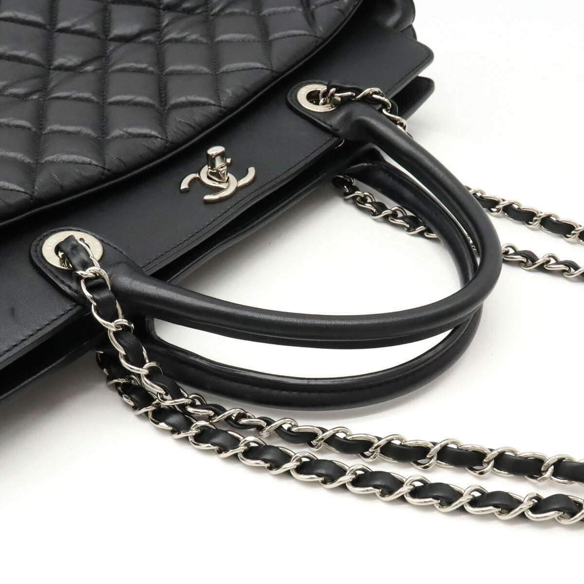 Chanel Leather Matelassé Portobello 2way Bag Black