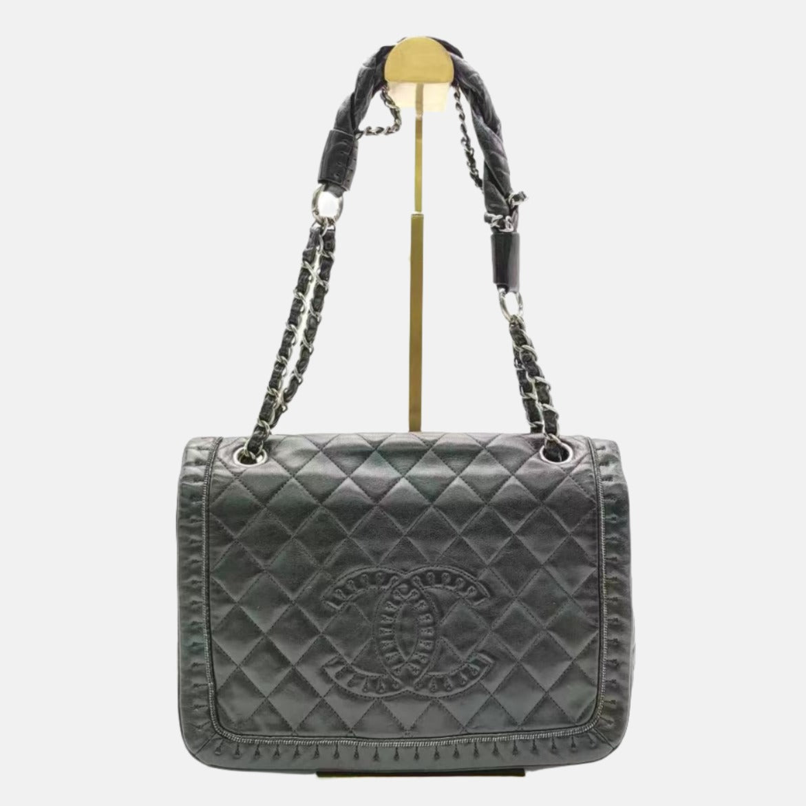 Chanel Istanbul Flap Knot Redyed Black Leather Shoulder Bag