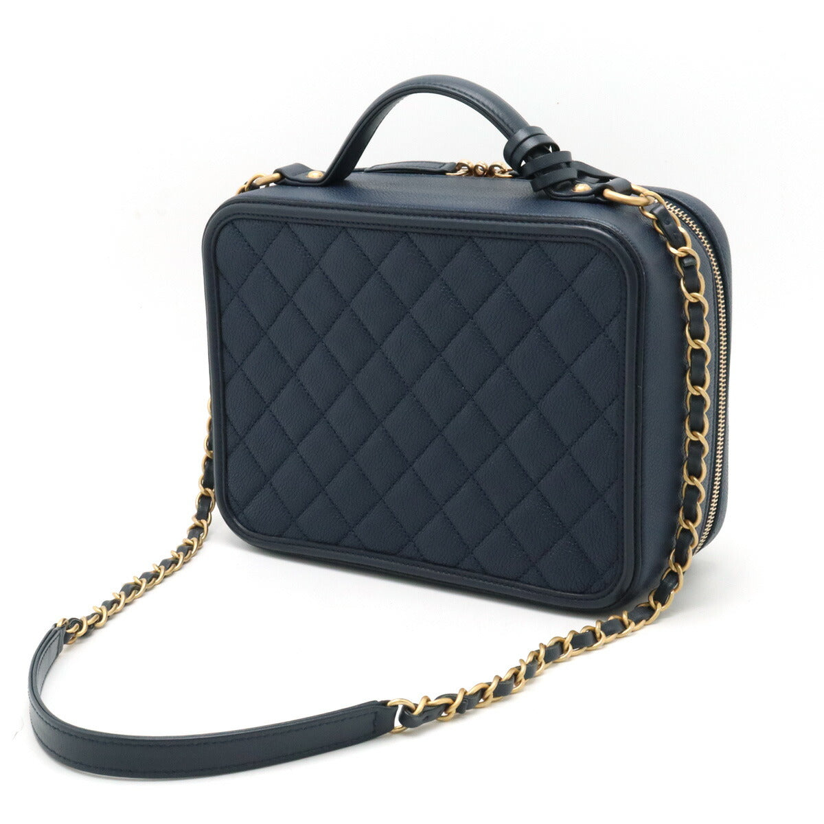Chanel Caviar Skin Cc Filigree Vanity Case 2Way Bag A93344