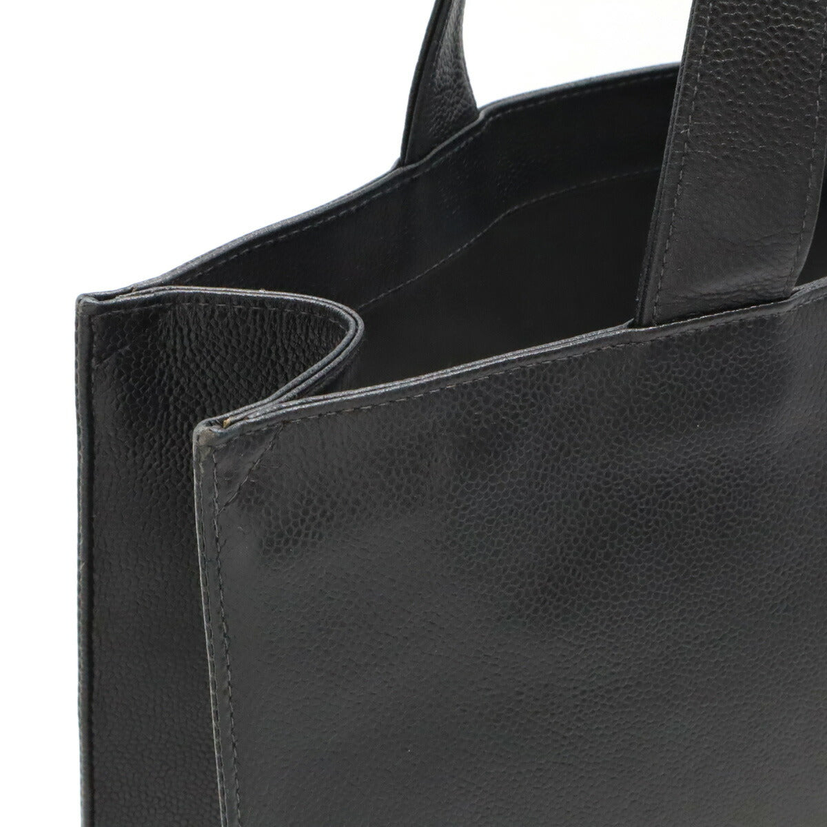 Chanel Caviar Skin Coco Mark 2way Tote Bag Black