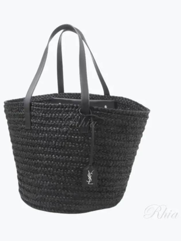 YSL Saint Laurent Saint Laurent Trending Pannier Tote Bag Raffia Black