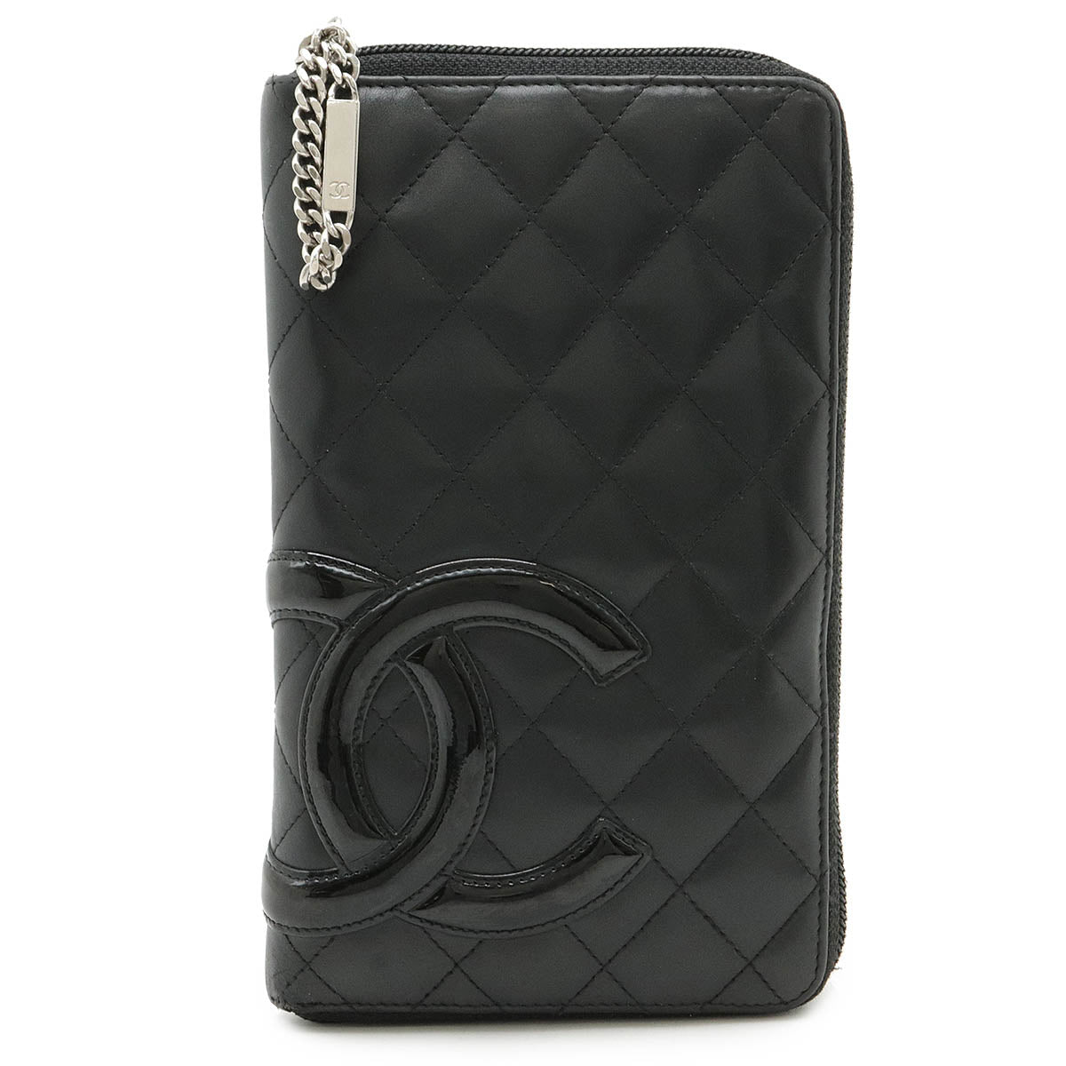 Chanel Cambon Line Coco Mark Leather Enamel Long Wallet A48660