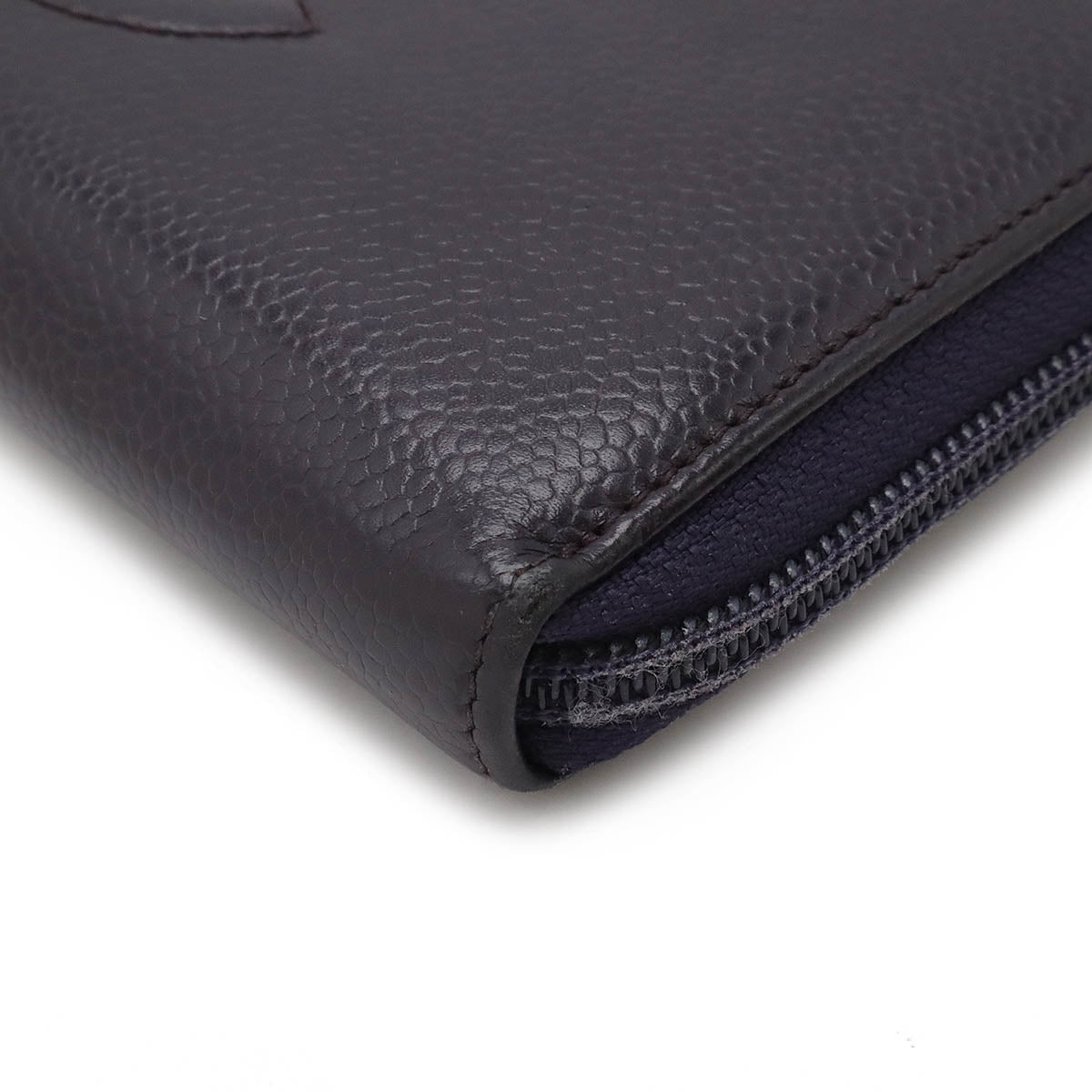 Chanel Caviar Skin Coco Mark Zip Long Wallet A50071