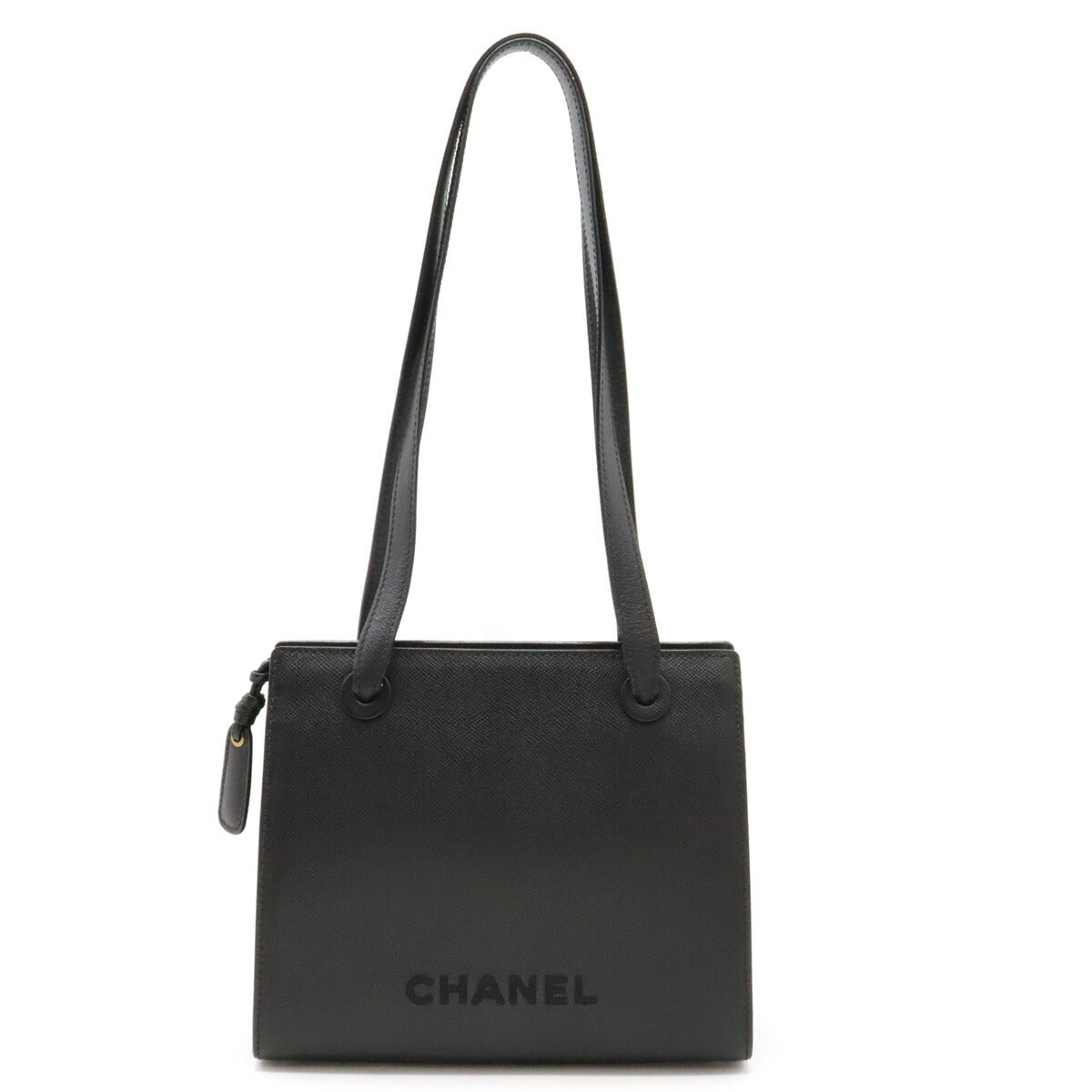 Chanel Caviar Skin Logo 2way Bag Black Gold Hardware