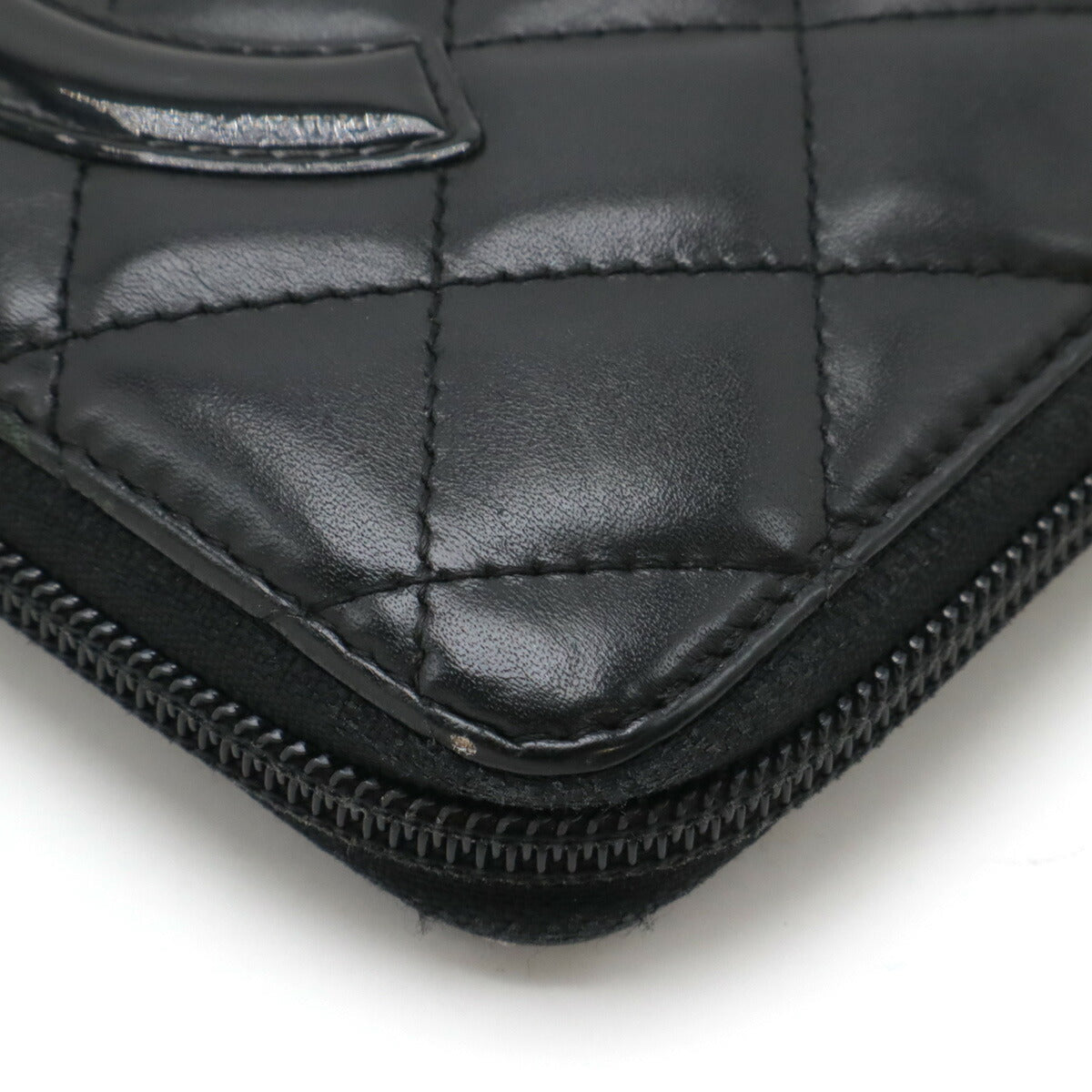 Chanel Cambon Line Coco Mark Leather Enamel Long Wallet A48660