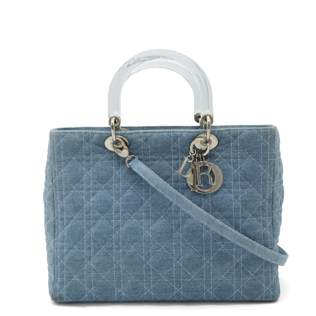 Dior Christian Lady 2Way Bag Light Denim Blue Travel Bag 2Way Light Blue