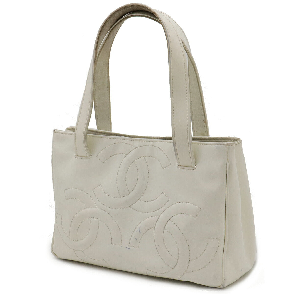 Chanel Enamel Coco Mark Triple Coco Handbag Mini Bag White Gold Hardware