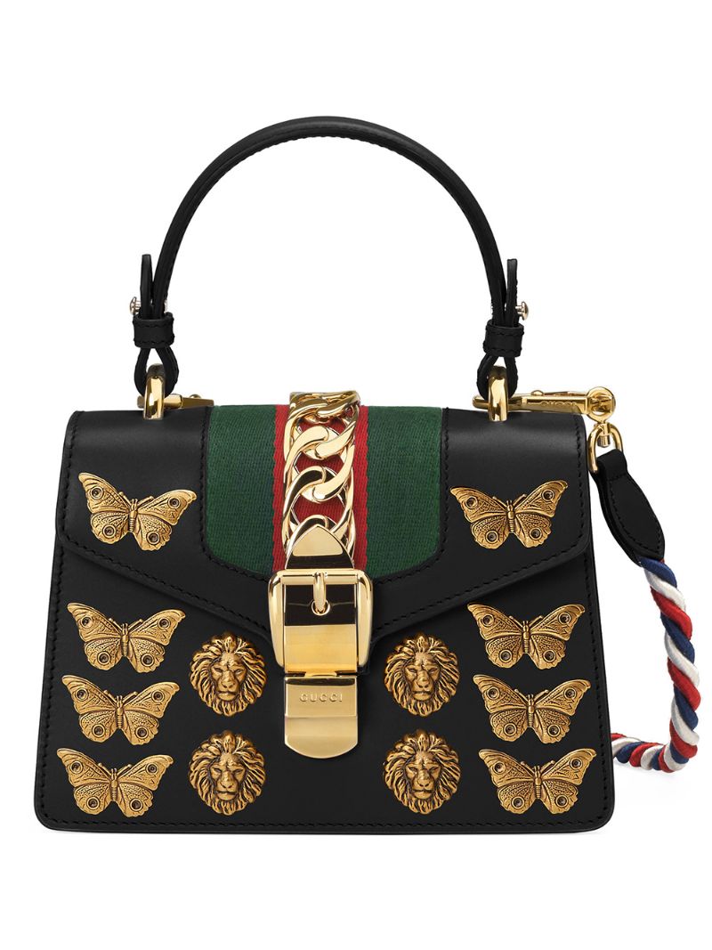 Gucci - Sylvie animal studs leather mini bag - women - metal/Leather - One Size - Black