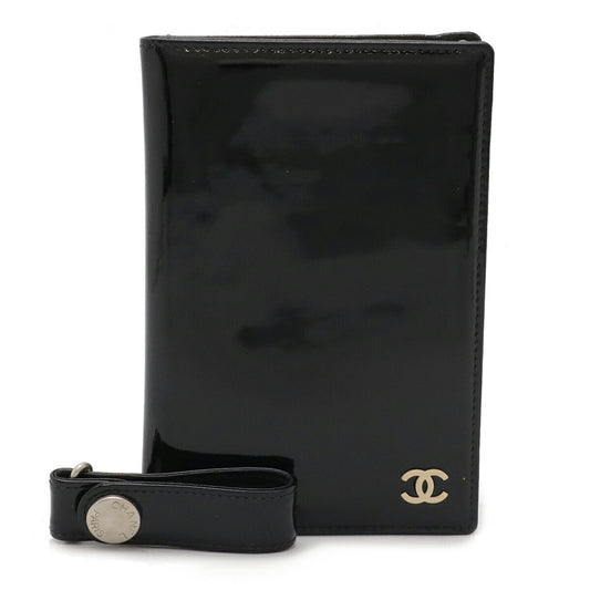 Chanel Patent Leather Coco Mark Passport Case Card Case Black Chain Bag