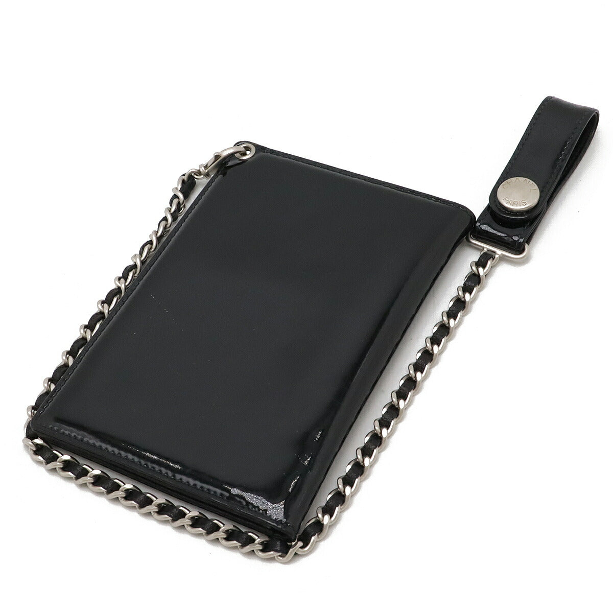 Chanel Patent Leather Coco Mark Passport Case Card Case Black Chain Bag
