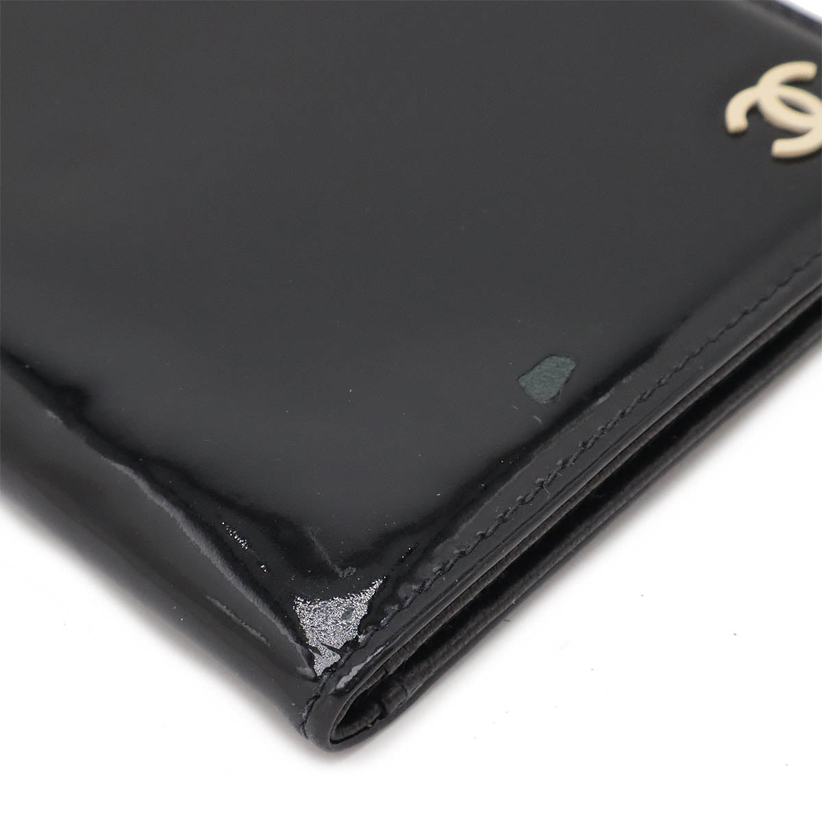 Chanel Patent Leather Coco Mark Passport Case Card Case Black Chain Bag