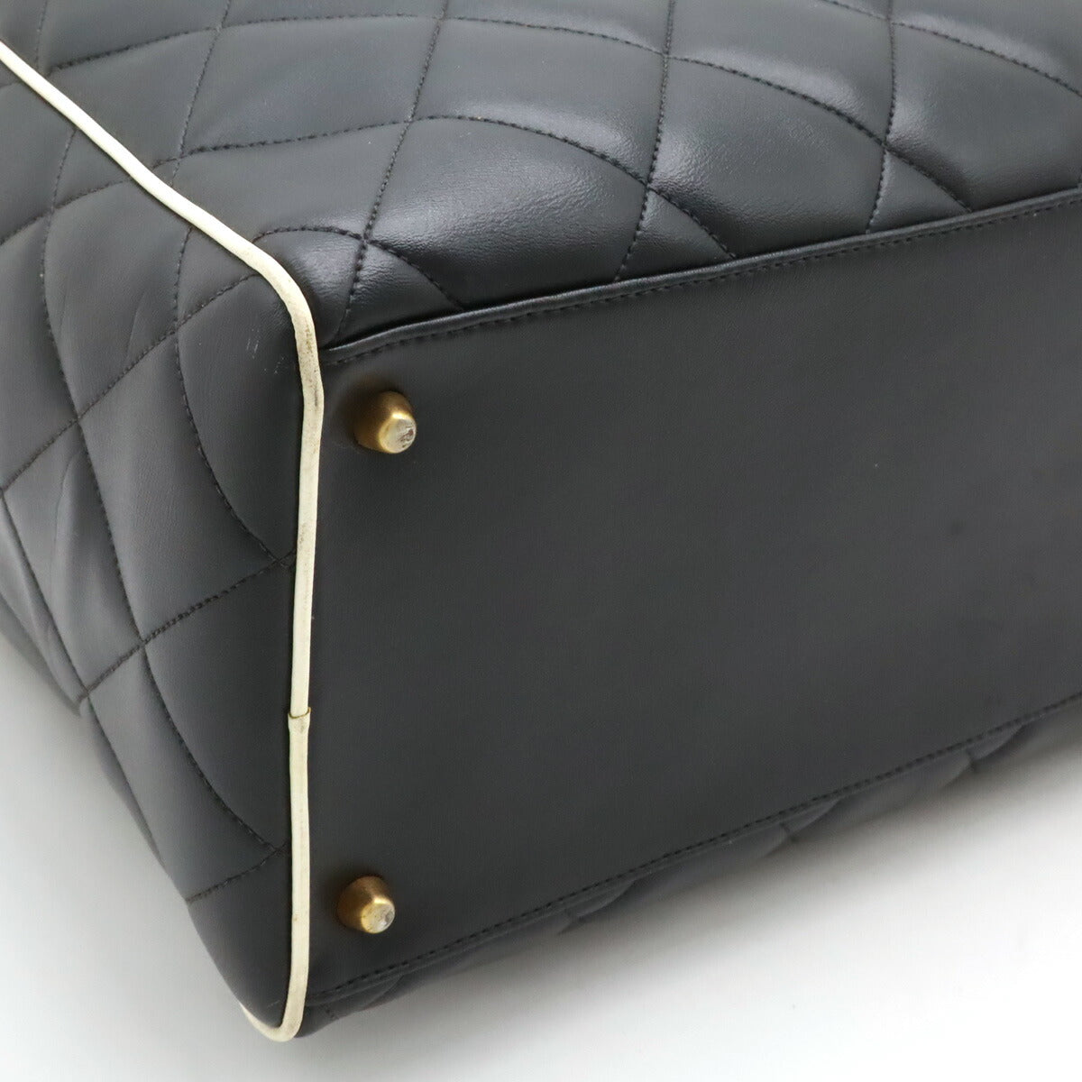 Chanel Leather Matelasse Bowling Bag Travel Bag