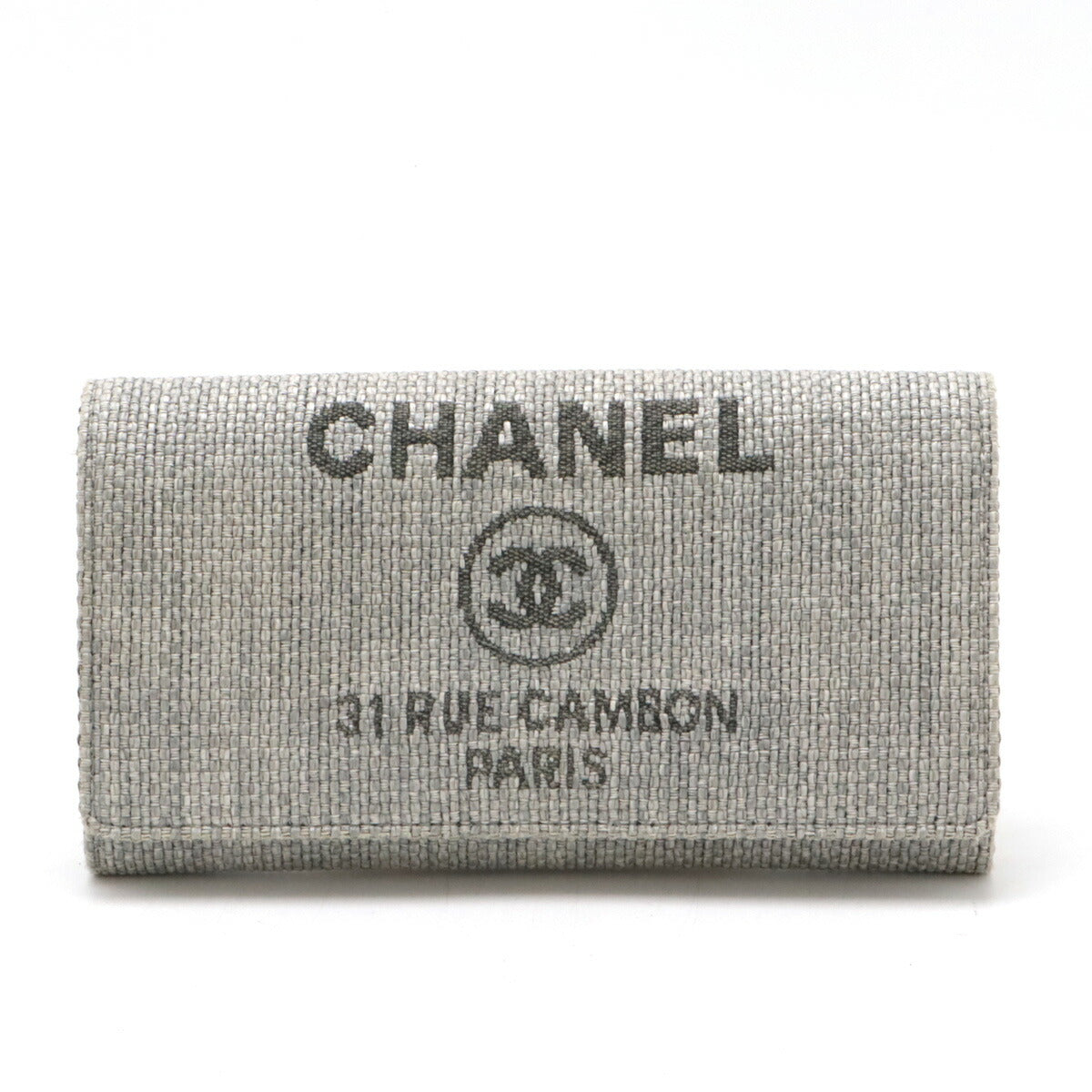 Chanel Deauville Line Canvas Leather Long Wallet A80053