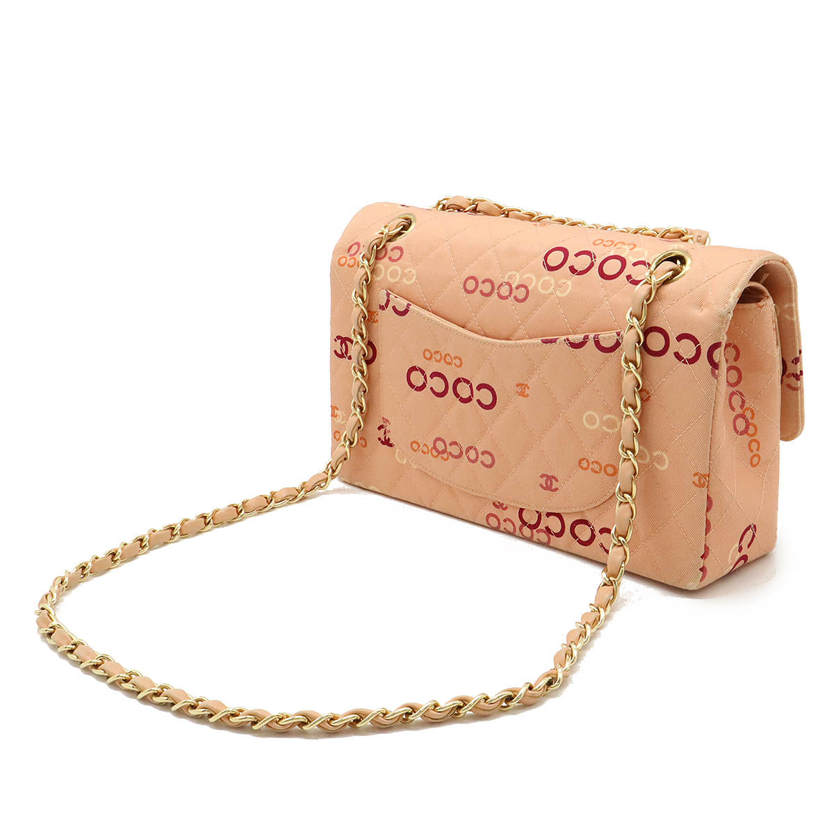 Chanel Canvas/leather Coco Print Matelasse 25 Double Chain Shoulder Bag A01112
