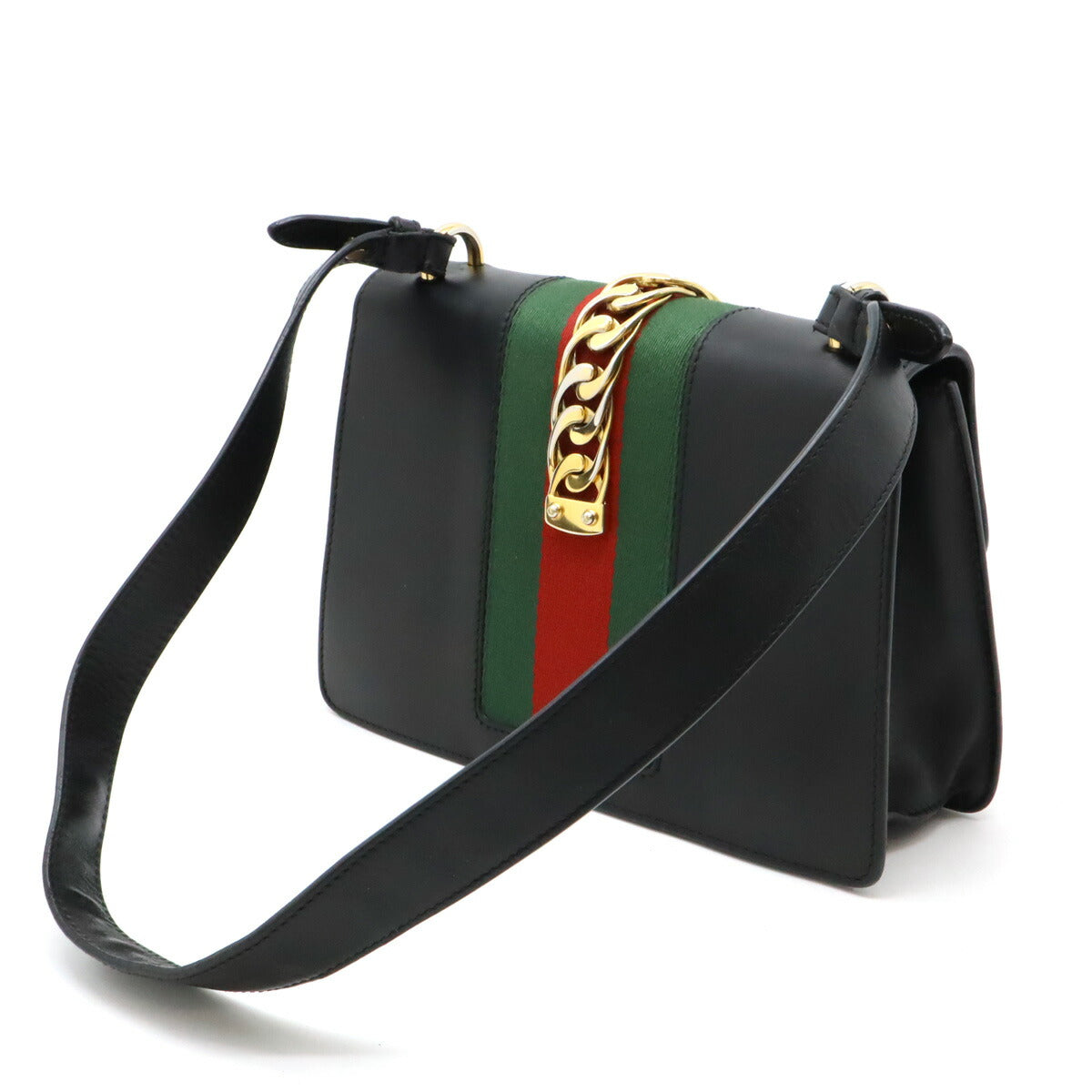 Gucci Sylvie Shoulder Bag Leather Bag Black