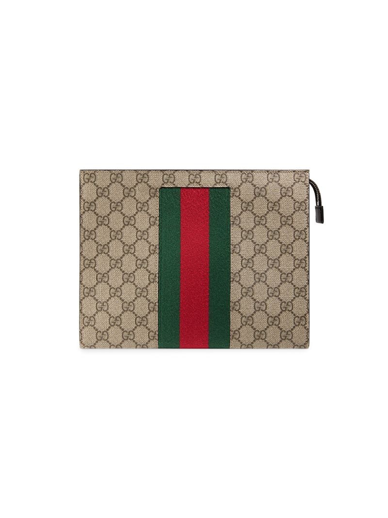 Gucci - Web GG Supreme wash bag - men - Canvas/Cotton - One Size - Brown