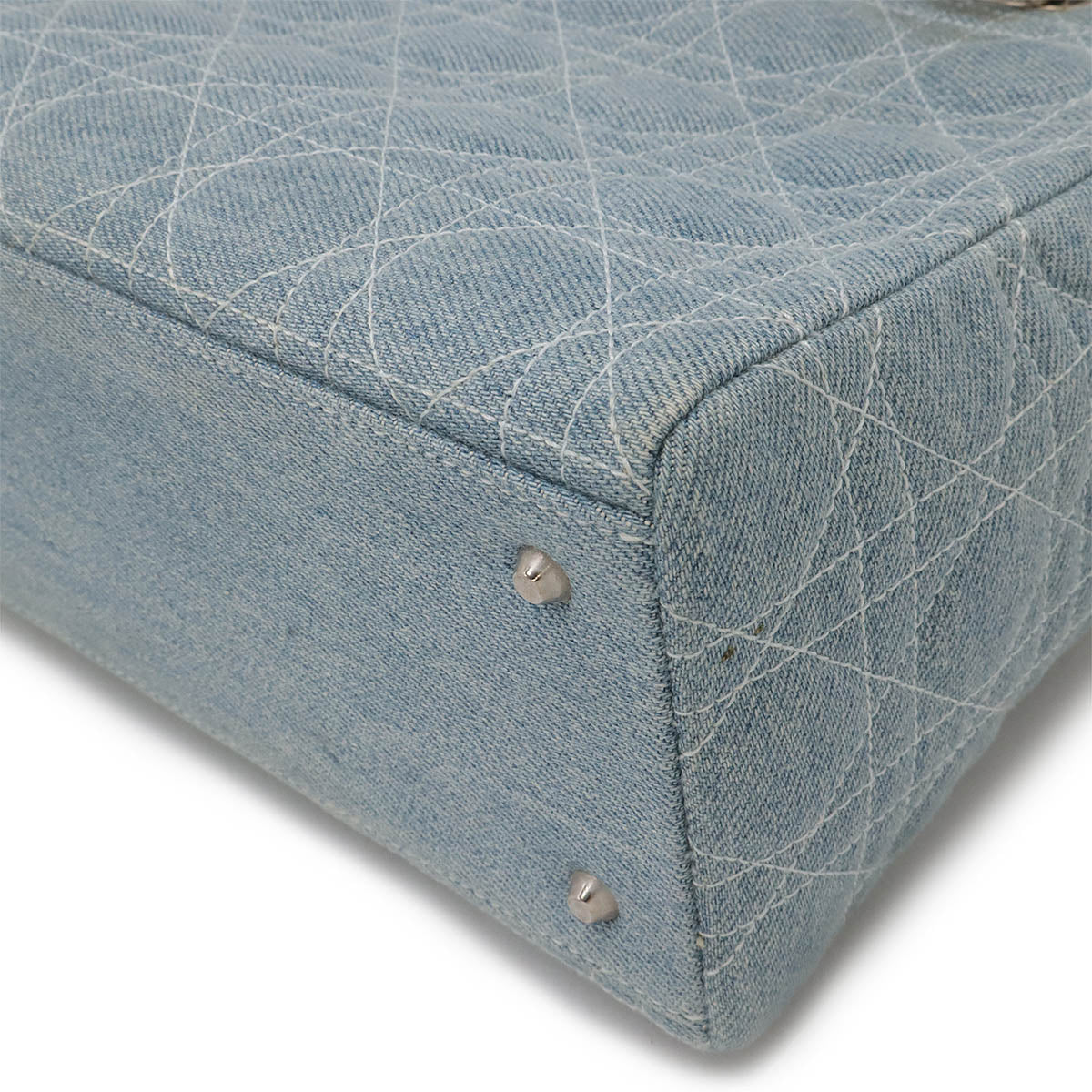 Dior Christian Lady 2Way Bag Light Denim Blue Travel Bag
