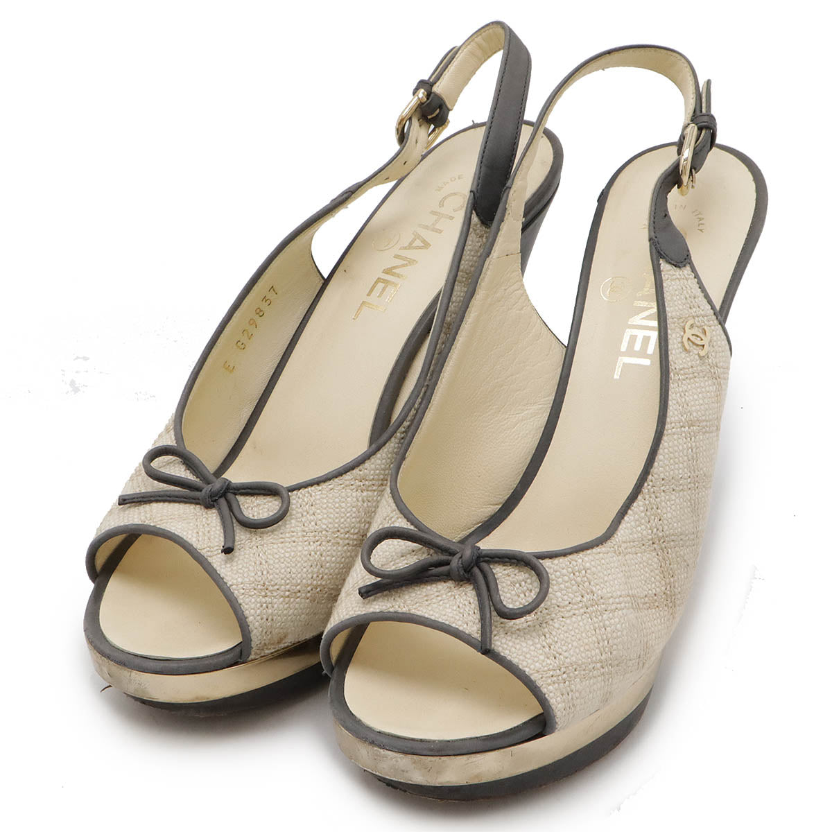 Chanel Backstrap Sandal Canvas Leather Pumps for Women