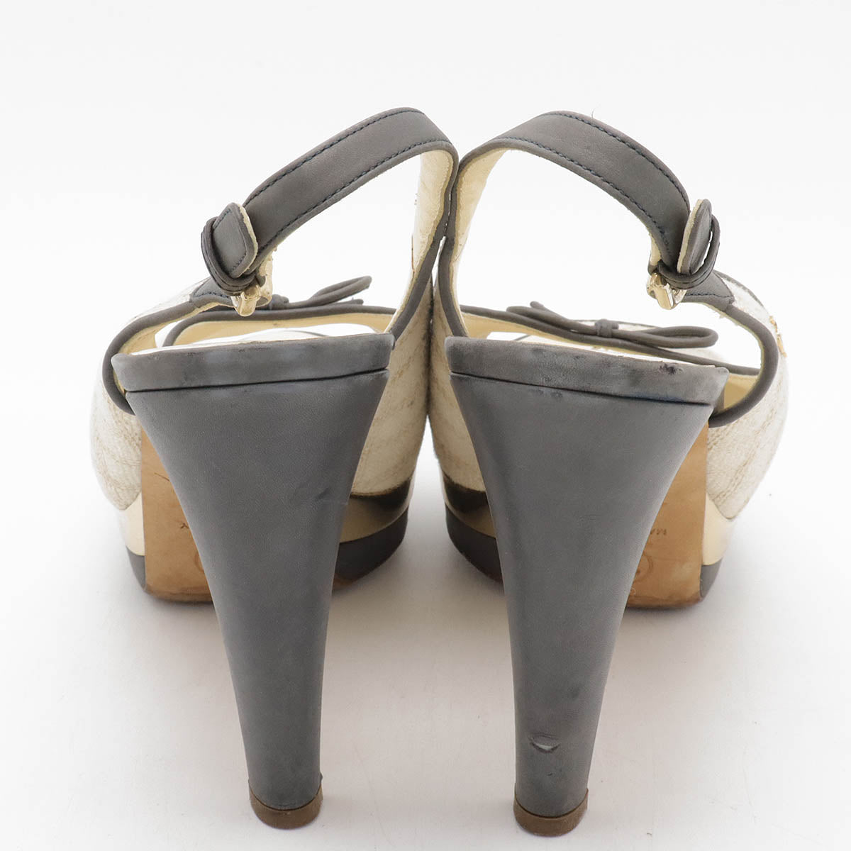 Chanel Backstrap Sandal Canvas Leather Pumps for Women