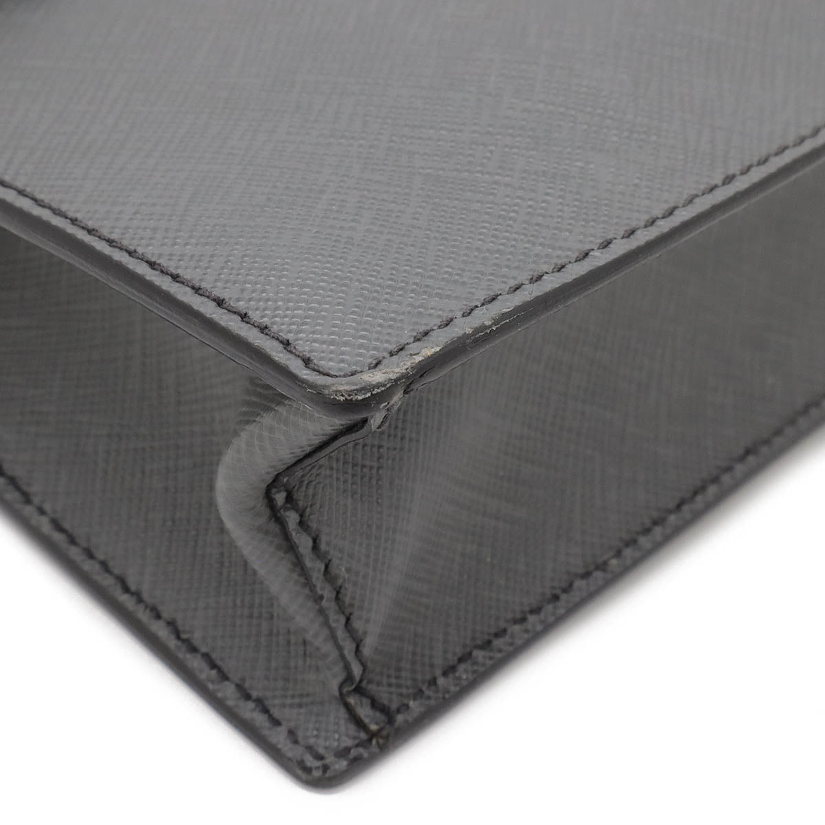 Prada Clutch Bag 2Way Bag Grey Leather Saffiano Gray