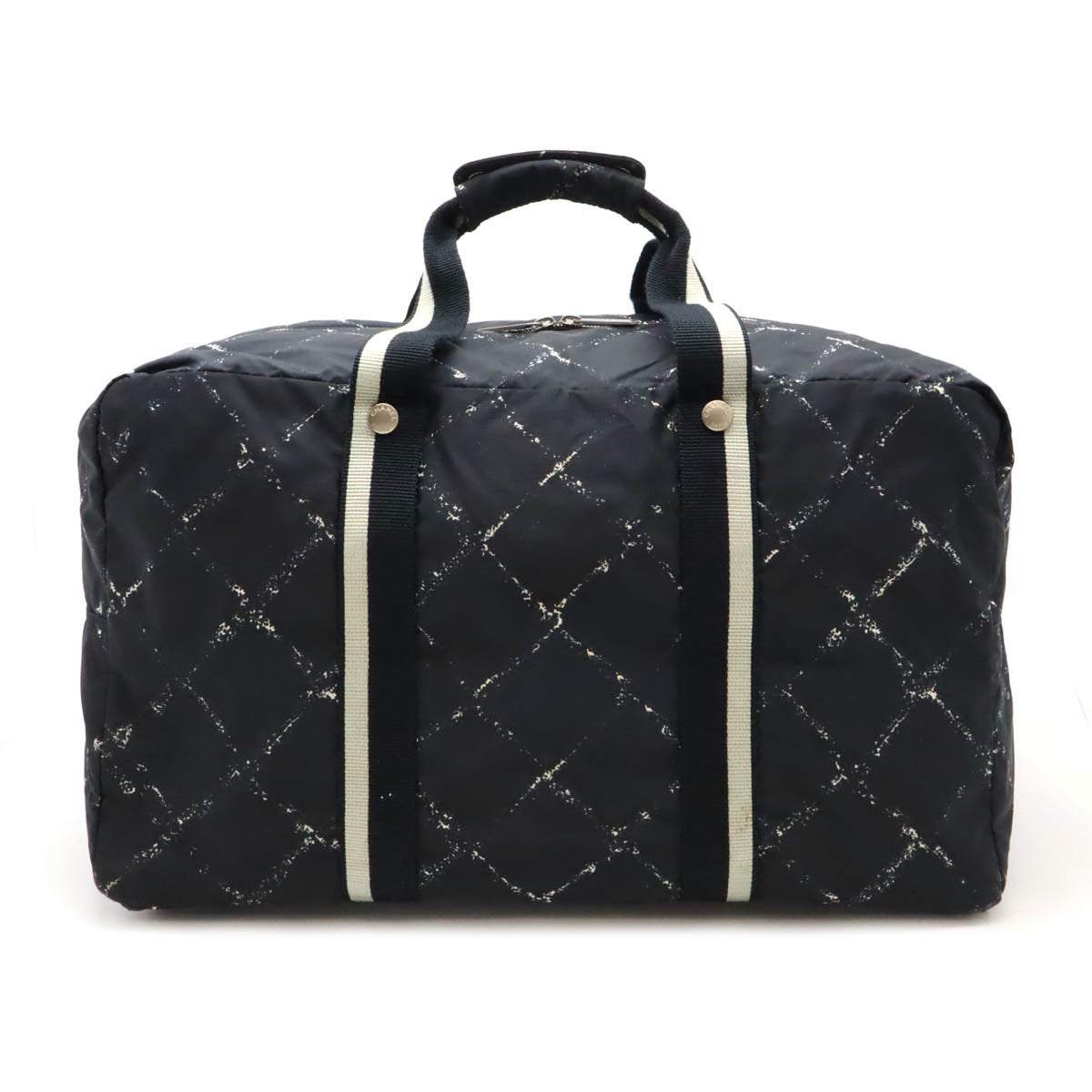 Chanel Travel Line Boston Bag Travel Bag Nylon Black/red