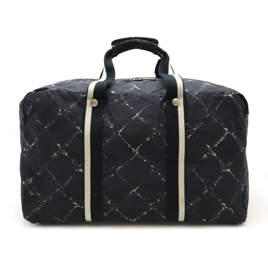 Chanel Travel Line Boston Bag Travel Bag Nylon Black/red
