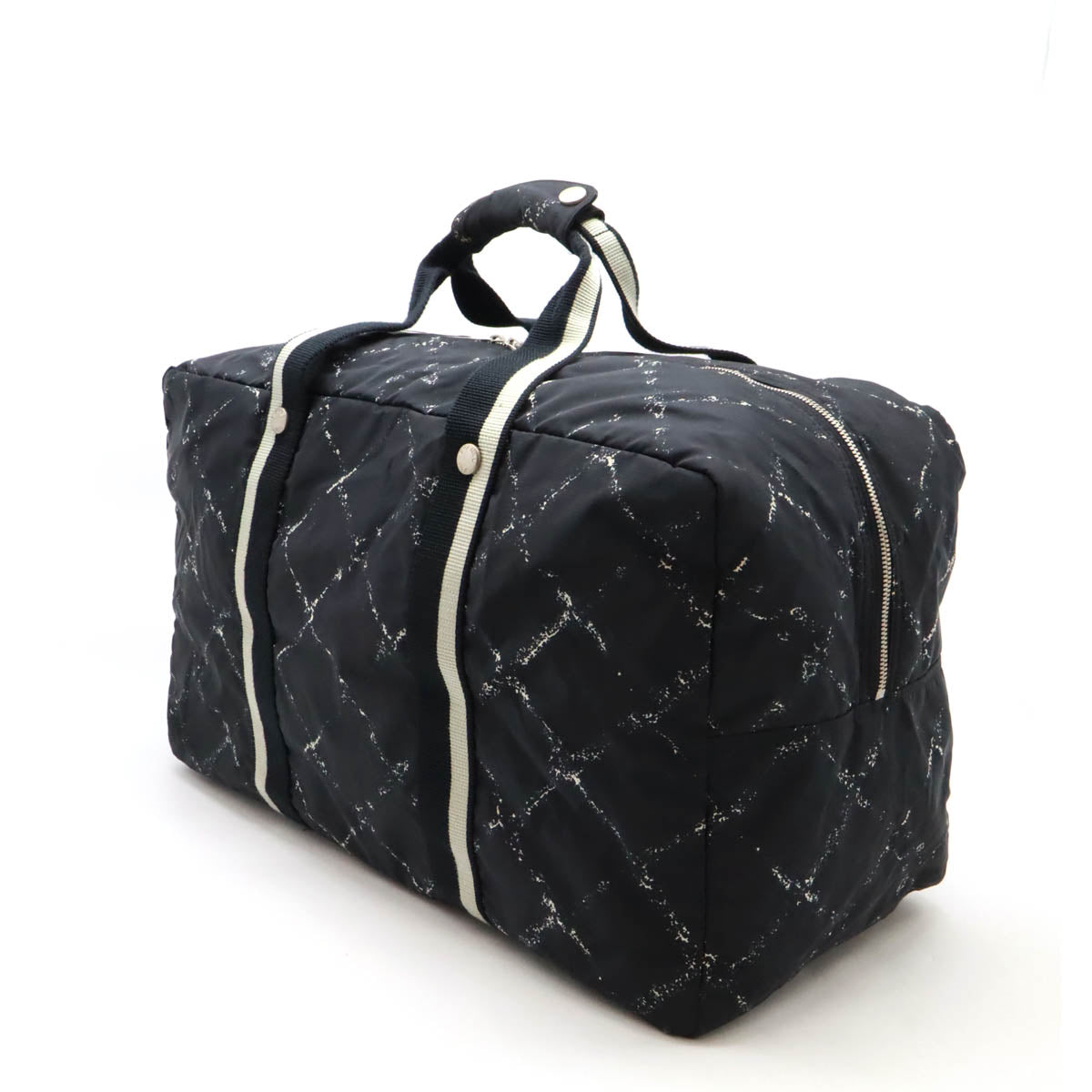 Chanel Travel Line Boston Bag Travel Bag Nylon Black/Red