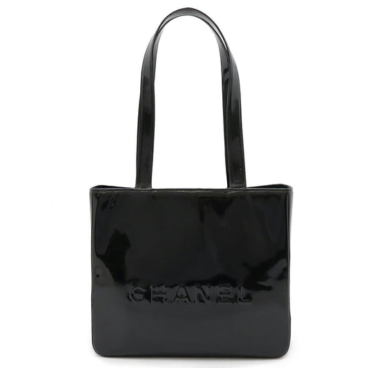 Chanel Patent Leather Logo 2Way Bag Black