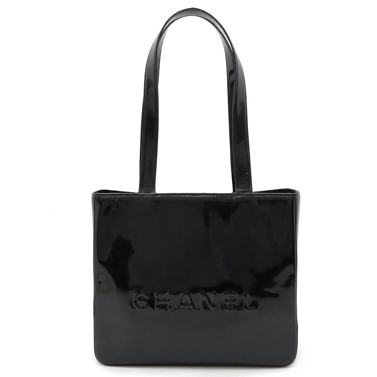Chanel Patent Leather Logo 2WAY Bag Black