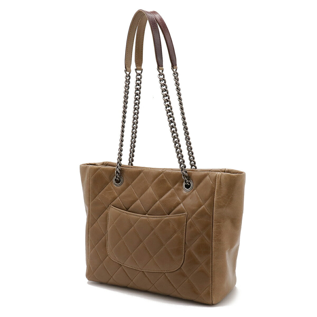 Chanel Leather Matelassé Coco Mark 2WAY Bag Khaki Brown