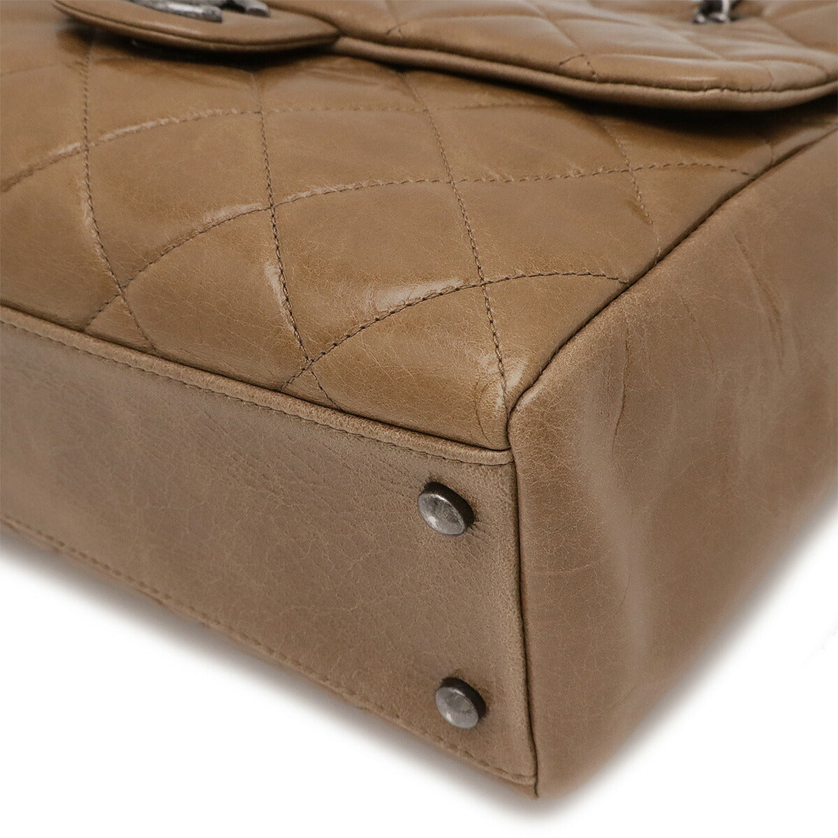 Chanel Leather Matelassé Coco Mark 2way Bag Khaki Brown