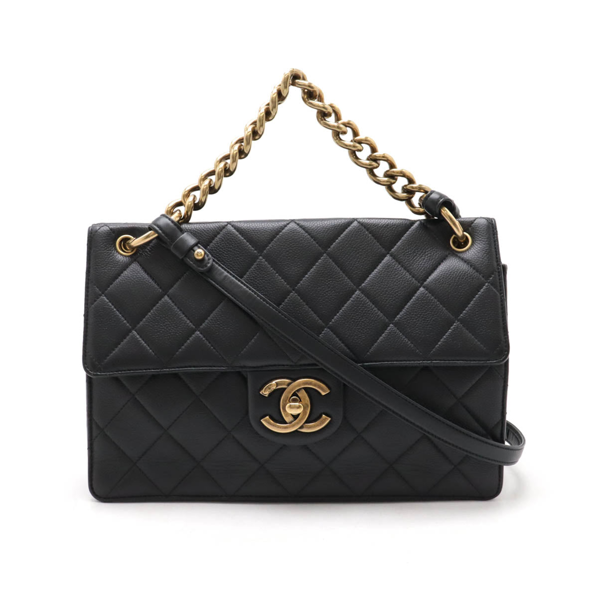 Chanel Caviar Skin Matelassé Coco Mark 2Way Shoulder Bag